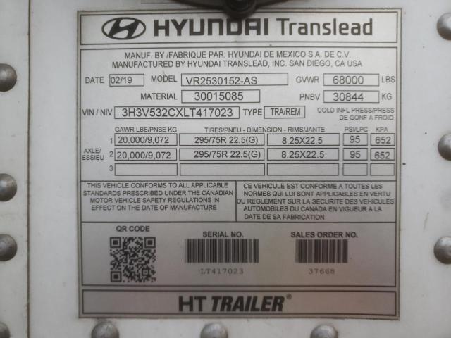 3H3V532CXLT417023 - 2020 HYTR TRAILER WHITE photo 10