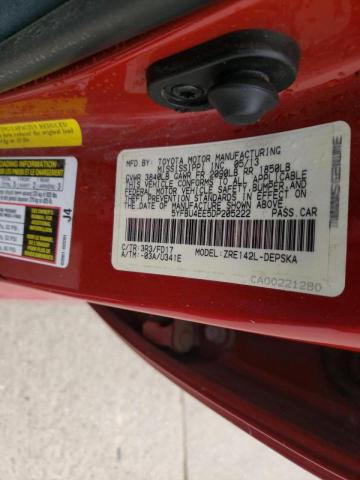 5YFBU4EE5DP205222 - 2013 TOYOTA COROLLA BASE RED photo 12