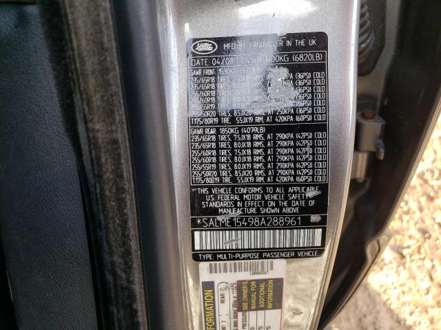 SALME15498A288961 - 2008 LAND ROVER RANGE ROVE HSE GRAY photo 13