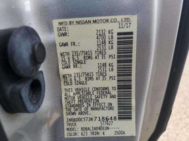 1N6BD0CT7JN718648 - 2018 NISSAN FRONTIER S SILVER photo 12