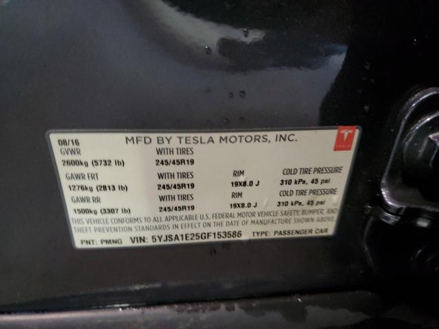 5YJSA1E25GF153586 - 2016 TESLA MODEL S გრაფიტი ფოტო 12