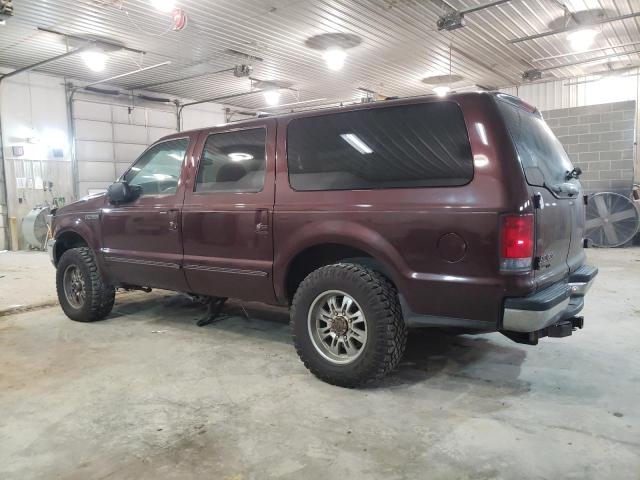 1FMNU41S2YEA00383 - 2000 FORD EXCURSION XLT BURGUNDY photo 2