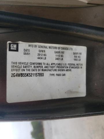 2G4WB55K521157893 - 2002 BUICK REGAL LS 棕色 照片 12