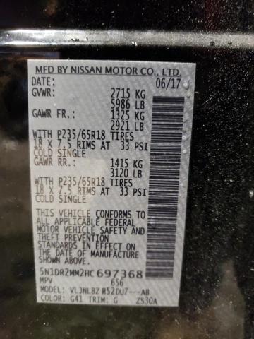 5N1DR2MM2HC697368 - 2017 NISSAN PATHFINDER S BLACK photo 13