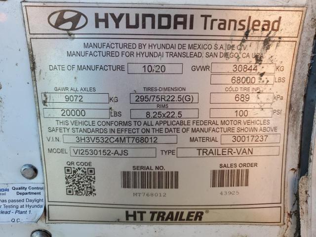 3H3V532C4MT768012 - 2021 HYUNDAI TRAILER WHITE photo 10