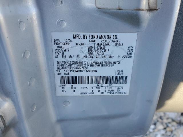 1FTPX14V07FA39796 - 2007 FORD F150 SILVER photo 12