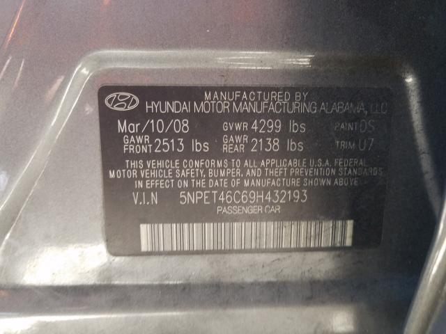 5NPET46C69H432193 - 2009 HYUNDAI SONATA GLS  photo 10