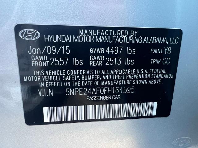 5NPE24AF0FH164595 - 2015 HYUNDAI SONATA SE SILVER photo 10