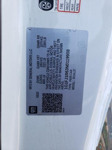 1G1FJ1R63N0119908 - 2022 CHEVROLET CAMARO ZL1 白色 照片 13