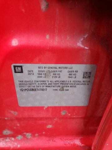 1G1PC5SB6E7479517 - 2014 CHEVROLET CRUZE LT RED photo 12