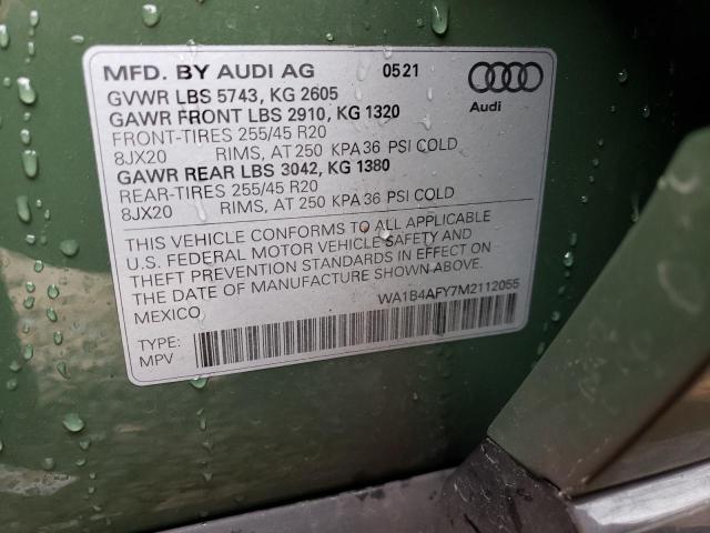 WA1B4AFY7M2112055 - 2021 AUDI SQ5 PREMIUM PLUS GREEN photo 13