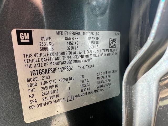 1GTG5AE38F1126392 - 2015 GMC CANYON GRAY photo 10