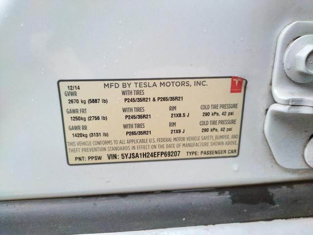 5YJSA1H24EFP69207 - 2014 TESLA MODEL S Սպիտակ լուսանկար 13