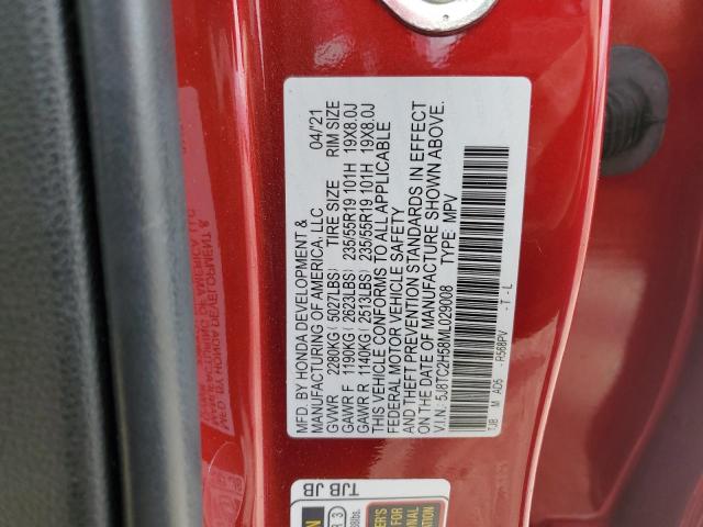 5J8TC2H58ML029008 - 2021 ACURA RDX TECHNOLOGY RED photo 12