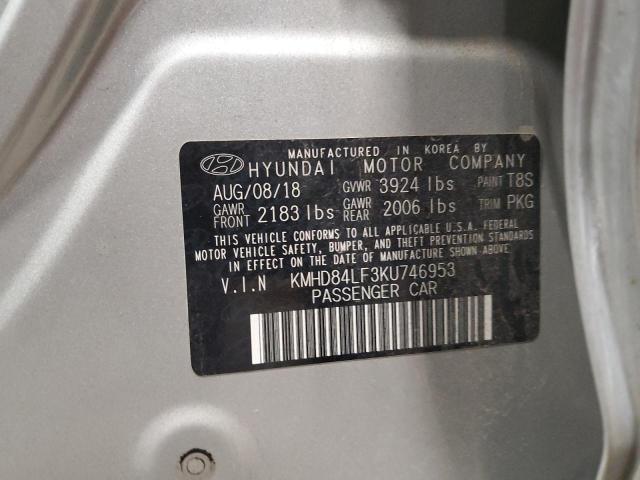 KMHD84LF3KU746953 - 2019 HYUNDAI ELANTRA SEL SILVER photo 12