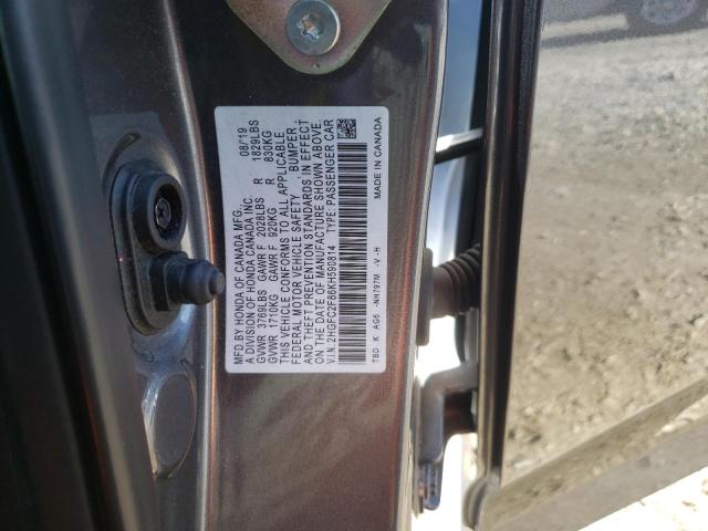 2HGFC2F86KH590814 - 2019 HONDA CIVIC SPORT Grafito foto 12