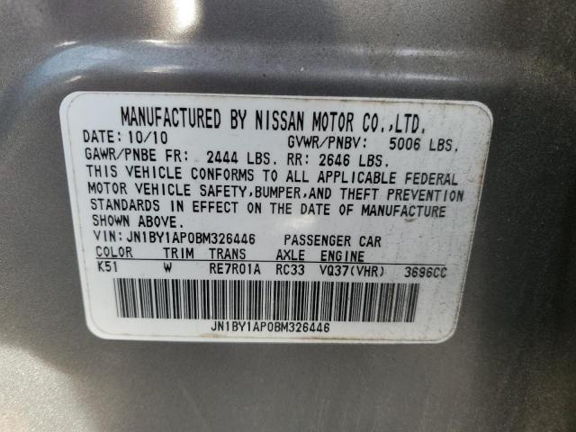 JN1BY1AP0BM326446 - 2011 INFINITI M37 SILVER photo 12