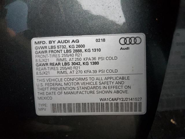 WA1C4AFY2J2141527 - 2018 AUDI SQ5 PRESTIGE GRAY photo 12