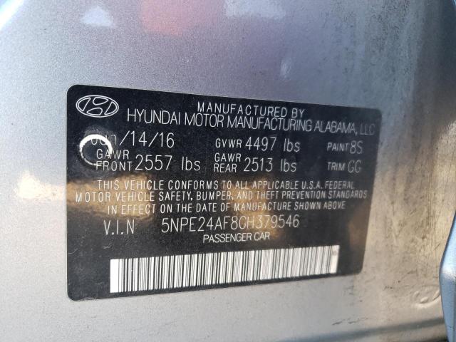 5NPE24AF8GH379546 - 2016 HYUNDAI SONATA SE SILVER photo 12