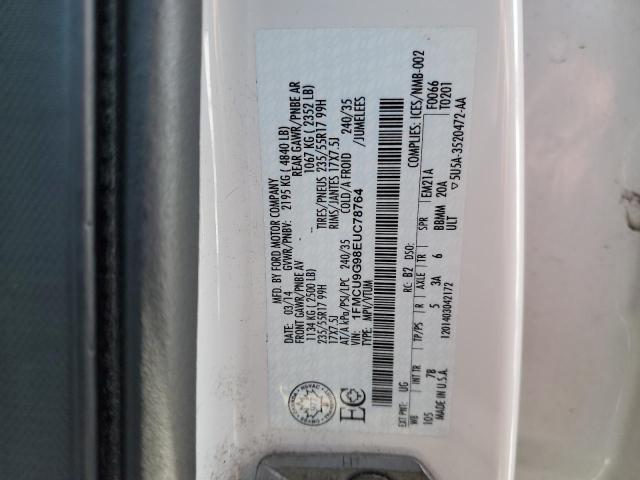 1FMCU9G98EUC78764 - 2014 FORD ESCAPE SE WHITE photo 13