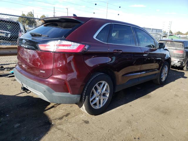 2FMPK4J93MBA13001 - 2021 FORD EDGE SEL BURGUNDY photo 3