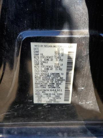 5N1AR18W56C644301 - 2006 NISSAN PATHFINDER LE შავი ფოტო 13