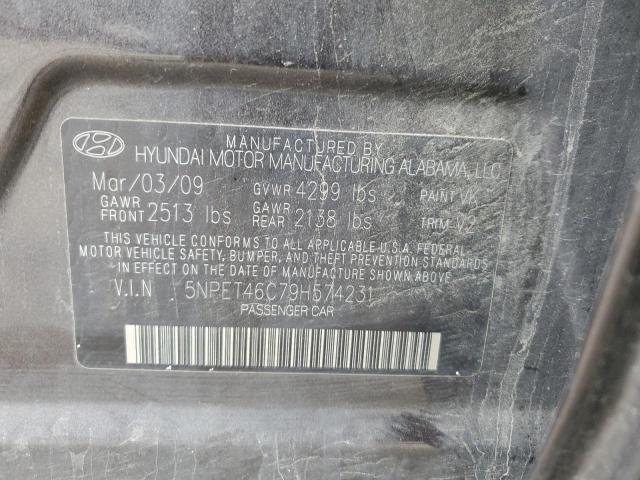 5NPET46C79H574231 - 2009 HYUNDAI SONATA GLS CHARCOAL photo 12