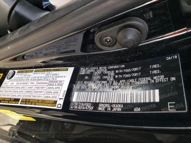 JTEBU5JR5J5572947 - 2018 TOYOTA 4RUNNER SR5/SR5 PREMIUM BLACK photo 10