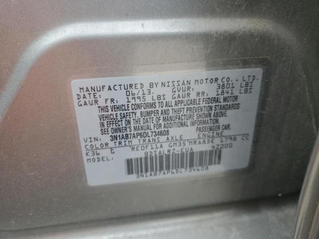 3N1AB7AP6DL734608 - 2013 NISSAN SENTRA S GRAY photo 12