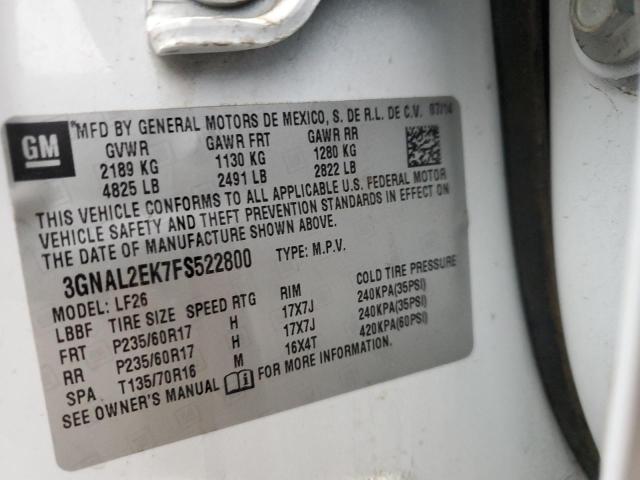 3GNAL2EK7FS522800 - 2015 CHEVROLET CAPTIVA LS 白色 照片 12