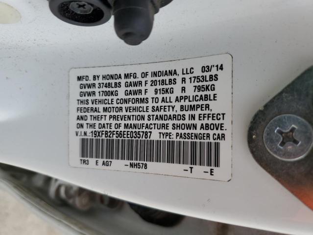 19XFB2F56EE035787 - 2014 HONDA CIVIC LX WHITE photo 13