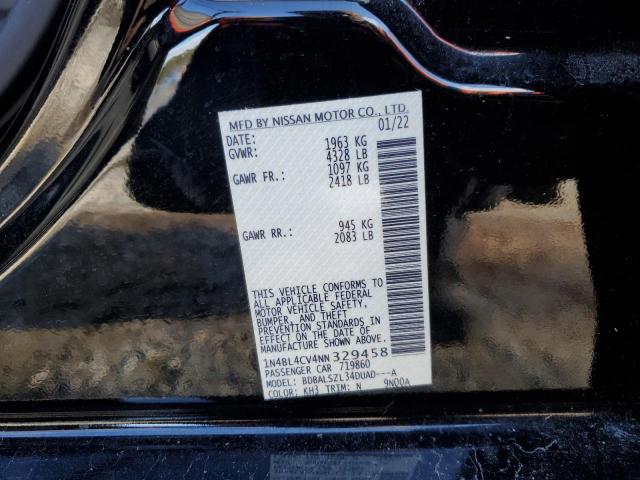 1N4BL4CV4NN329458 - 2022 NISSAN ALTIMA SR BLACK photo 12