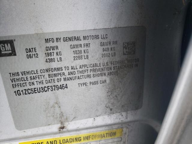 1G1ZC5EU3CF379464 - 2012 CHEVROLET MALIBU 1LT 银色 照片 12