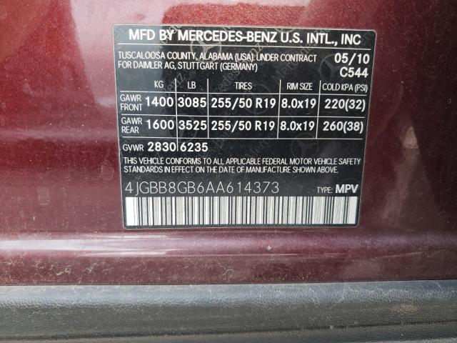 4JGBB8GB6AA614373 - 2010 MERCEDES-BENZ ML 350 4MATIC BURGUNDY photo 13