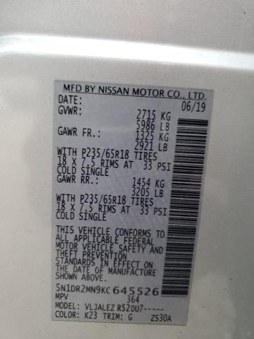 5N1DR2MN9KC645526 - 2019 NISSAN PATHFINDER S 银色 照片 13