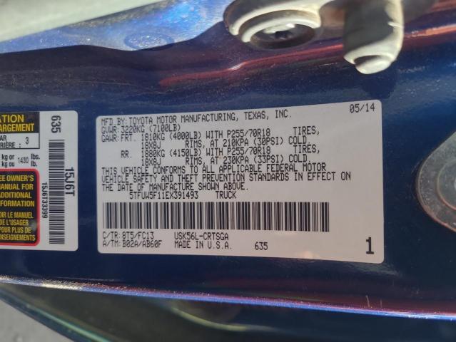 5TFUW5F11EX391493 - 2014 TOYOTA TUNDRA DOUBLE CAB SR/SR5 BLUE photo 12