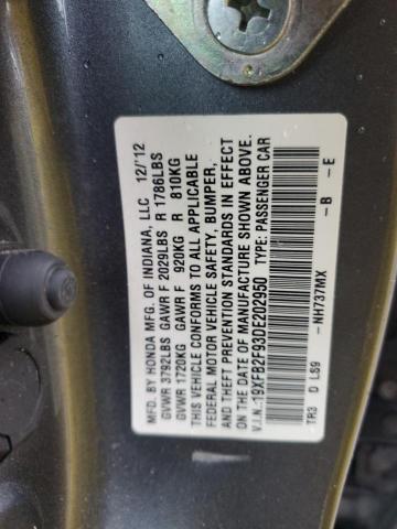 19XFB2F93DE202950 - 2013 HONDA CIVIC EXL GRAY photo 13