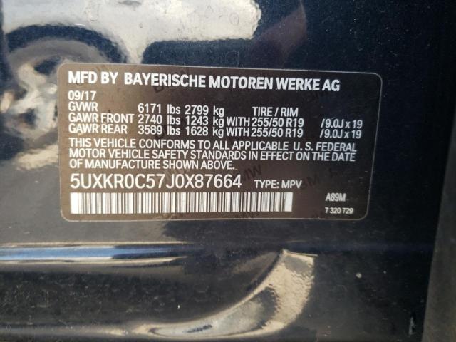 5UXKR0C57J0X87664 - 2018 BMW X5 XDRIVE35I BLUE photo 13