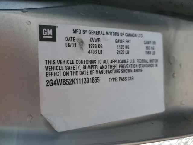 2G4WB52K111331865 - 2001 BUICK REGAL LS 金色 照片 12