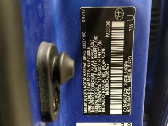 NMTKHMBX4JR037679 - 2018 TOYOTA C-HR XLE BLUE photo 12