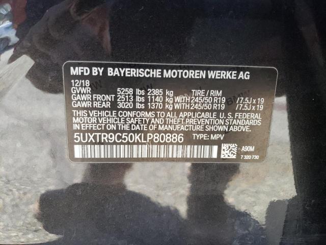 5UXTR9C50KLP80886 - 2019 BMW X3 XDRIVE30I BLACK photo 13