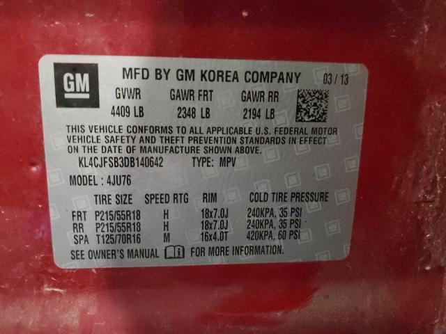 KL4CJFSB3DB140642 - 2013 BUICK ENCORE CONVENIENCE Qırmızı foto 14