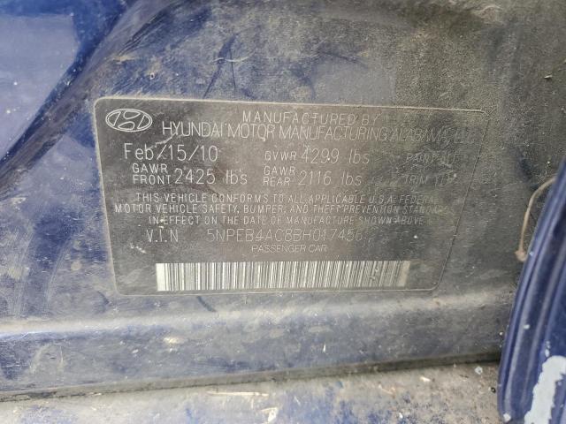 5NPEB4AC8BH017456 - 2011 HYUNDAI SONATA GLS BLUE photo 12