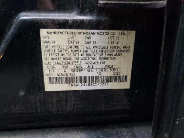 1N4AL21E88C175212 - 2008 NISSAN ALTIMA 2.5 BLACK photo 12