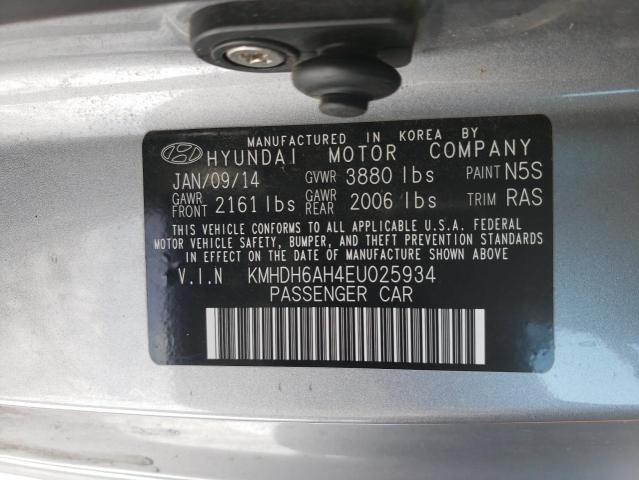 KMHDH6AH4EU025934 - 2014 HYUNDAI ELANTRA CO GS GRAY photo 12