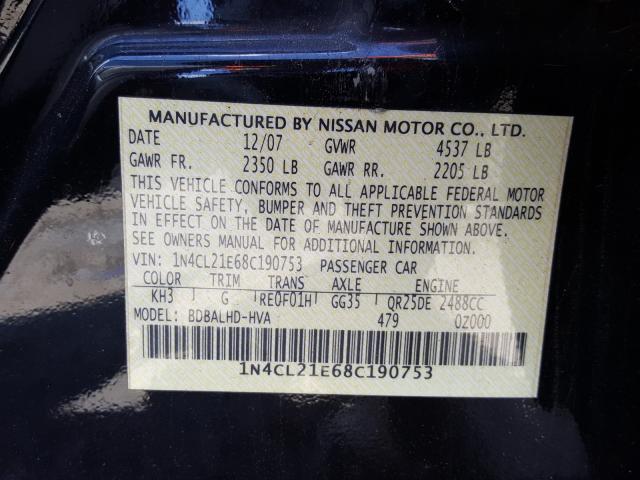 1N4CL21E68C190753 - 2008 NISSAN ALTIMA HYBRID  photo 10