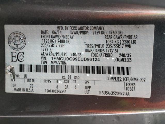 1FMCU0G99EUD96124 - 2014 FORD ESCAPE SE GRAY photo 14