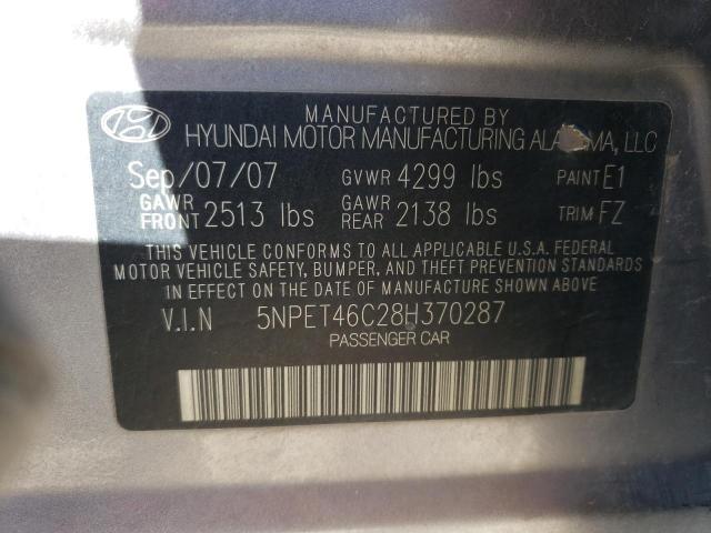 5NPET46C28H370287 - 2008 HYUNDAI SONATA GLS BLUE photo 12