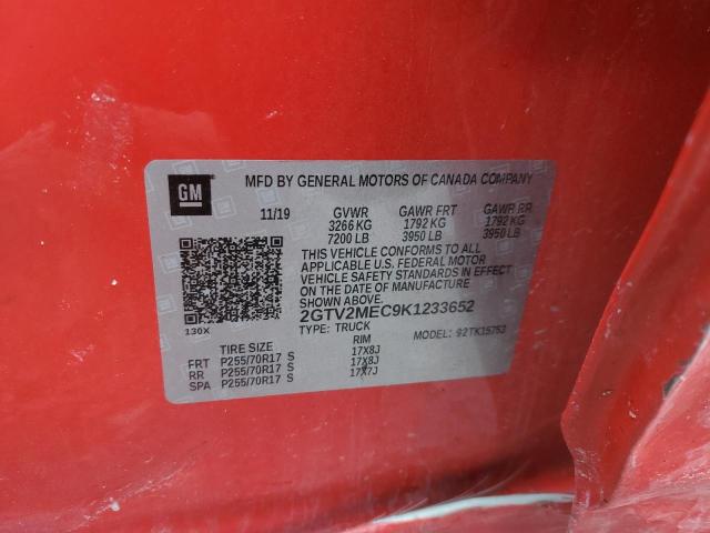 2GTV2MEC9K1233652 - 2019 GMC SIERRA LIM K1500 SLE RED photo 12