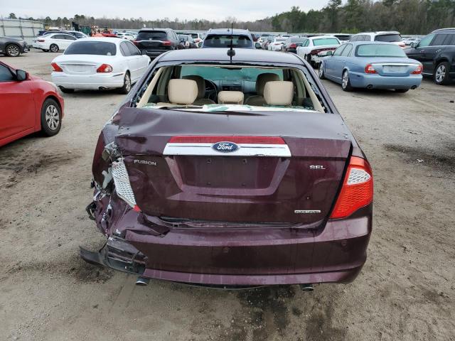 3FAHP0JGXBR327296 - 2011 FORD FUSION SEL BURGUNDY photo 6